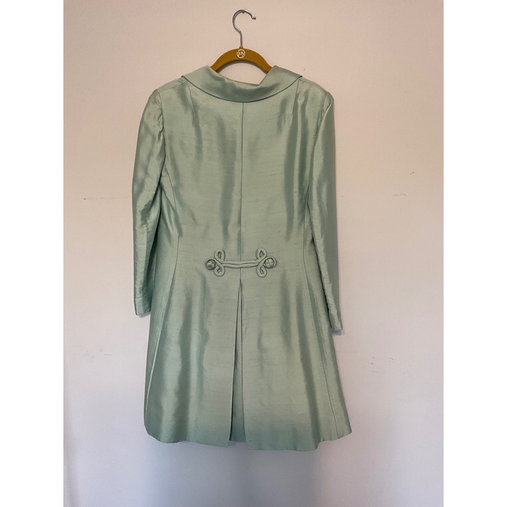 Vintage Kent Originals Abigail Silk Shantung Frog Closure Coat Seafoam Green 10 - Picture 4 of 7